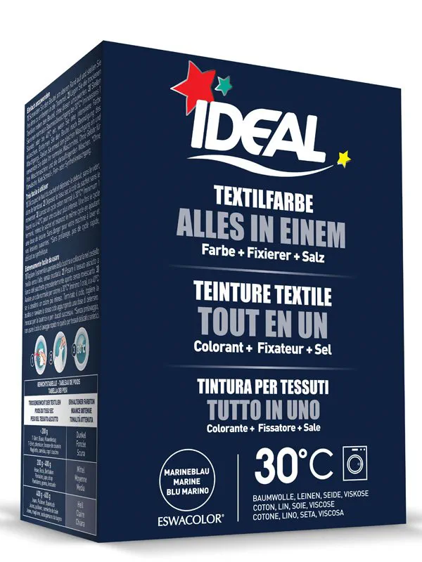 Краска IDEAL MAXI Все в Одном для окрашивания одежды и тканей, темно-синяя, 230 гр.