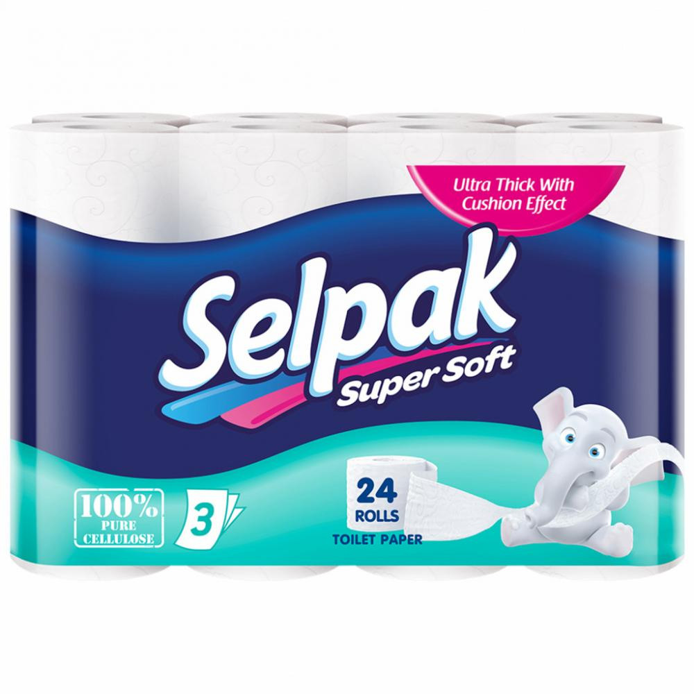 Бумага туалетная, Selpak 24 рулона, 3 слоя