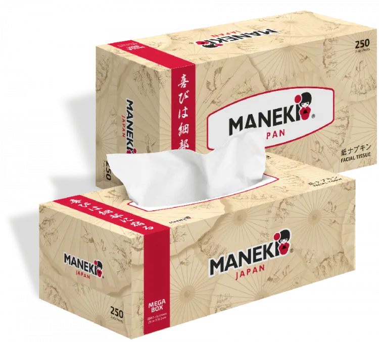 Салфетки бумажные Maneki KABI, 2 слоя, белые, 250 шт.