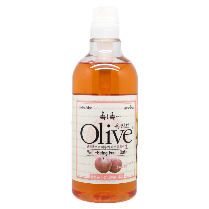 Увлажняющая пена для ванны, гель для душа OLIVE с экстрактом оливы и персика 750 мл