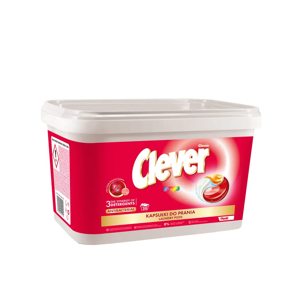 Капсулы для стирки гелевые Clever Color трехкамерные 18 гр * 20 шт