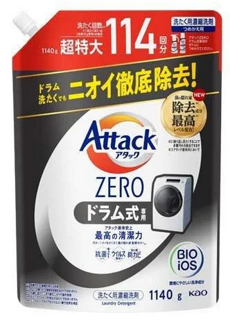Жидкое средство для стирки KAO Attack ZERO (суперконцентрат, с защитой от повторного оседания грязи при стирке), запасной блок 1140 гр
